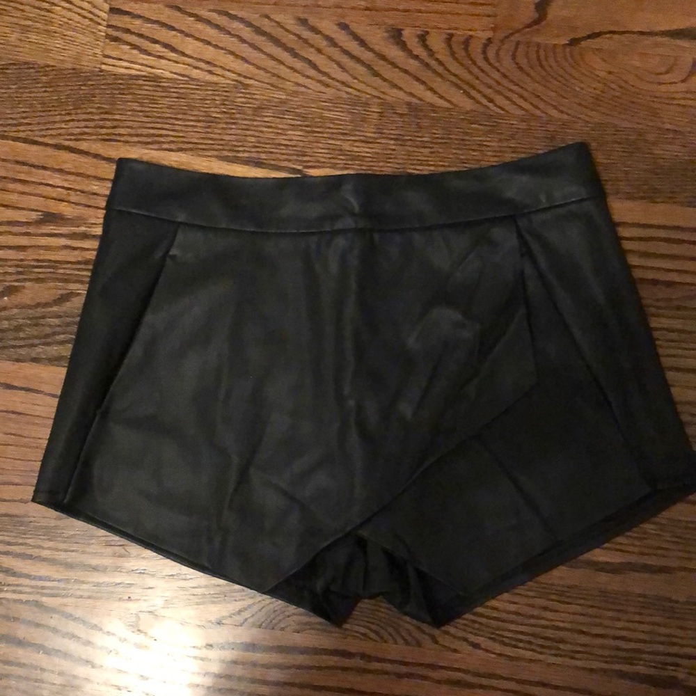 Black leather shorts